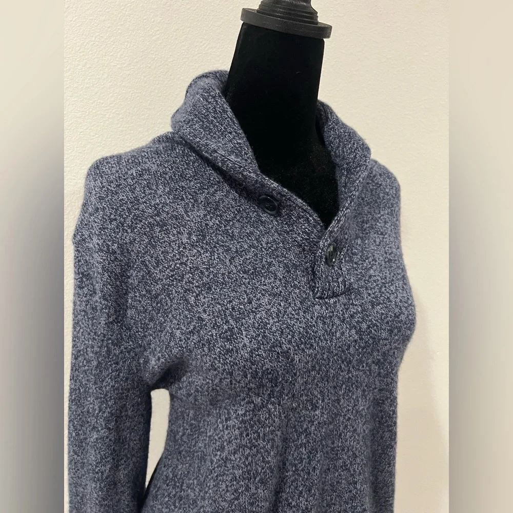 J.Crew Gray Wool Blend Shawl Collar Sweater Pullover Cozy Knit Size Medium